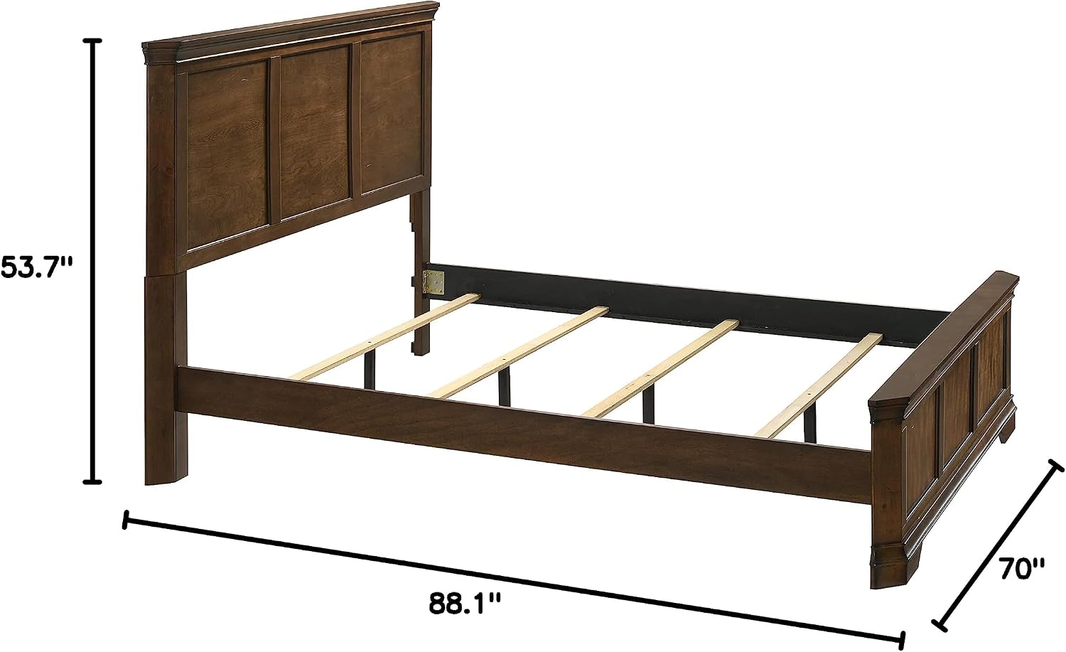 Roundhill Furniture Maderne Traditional Wood Panel Bed with Dresser, Mirror, Two Nightstands, Chest, Queen, Antique Walnut Finish