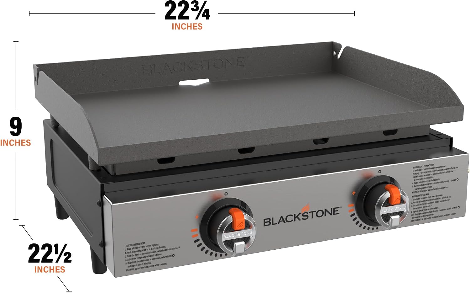 Blackstone 2203 22' Original Tabletop Griddle with Omnivore Griddle Plate, Powder Coated Steel, Black
