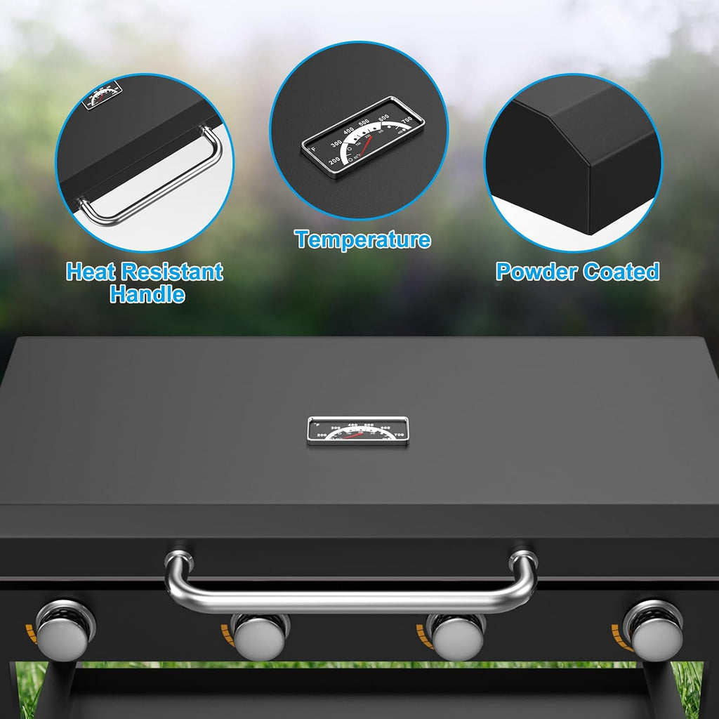 Upgrade Hinged Lid for Blackstone 36' Griddle Hard Cover Hood with Thermometer for Blackstone Grill 1825 1565 1554 1560 1818 1836 2149 1841 1863 1866 1899 1923 2122 2151 2177 Griddle Grill Lid