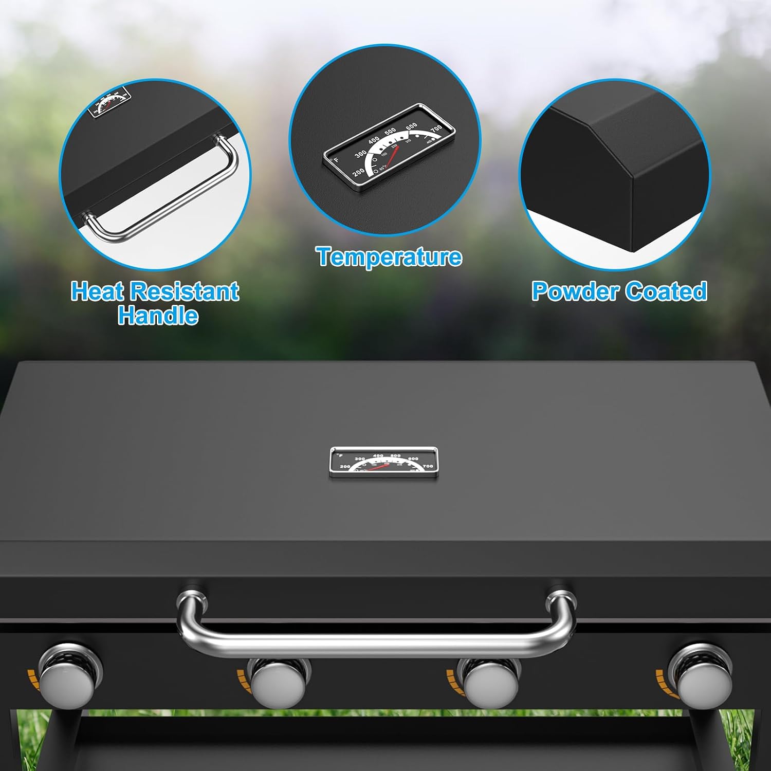 Upgrade Hinged Lid for Blackstone 36' Griddle Hard Cover Hood with Thermometer for Blackstone Grill 1825 1565 1554 1560 1818 1836 2149 1841 1863 1866 1899 1923 2122 2151 2177 Griddle Grill Lid