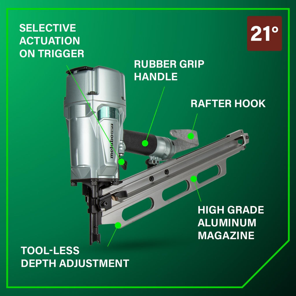 Metabo HPT Framing Nailer | High Grade Aluminum Magazine | Pneumatic | Framing Nails 2-Inch to 3-1/4-Inch | Rafter Hook | NR83A5(S1)