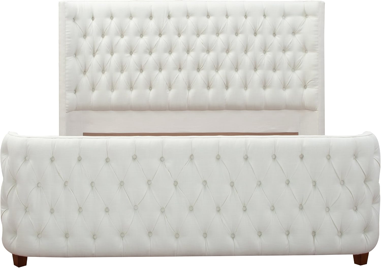 Jennifer Taylor Home Brooklyn King Tufted Panel Bed Headboard and Footboard Set, Antique White Polyester