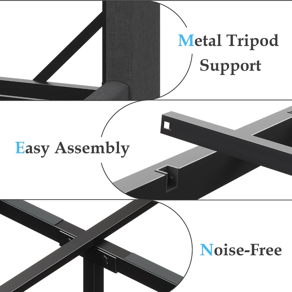 BYSAUD California King Bed Frames, Cal King Bed Frame with Storage Headboard & Hidden Space, Platform Bed Frame with LED Lights & Charging Station, No Noise, No Box Spring Needed, Dark Gray, Linen