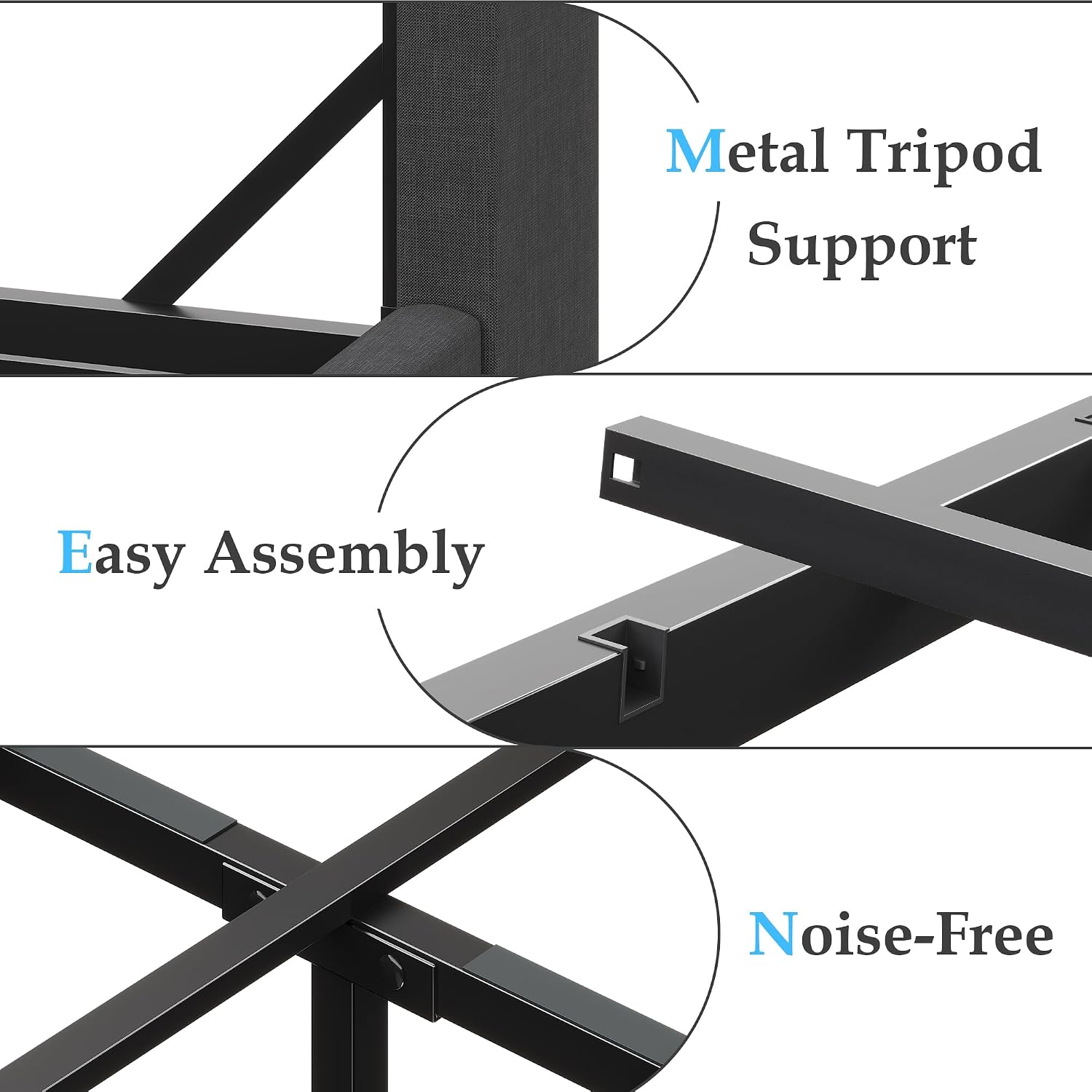 BYSAUD California King Bed Frames, Cal King Bed Frame with Storage Headboard & Hidden Space, Platform Bed Frame with LED Lights & Charging Station, No Noise, No Box Spring Needed, Dark Gray, Linen