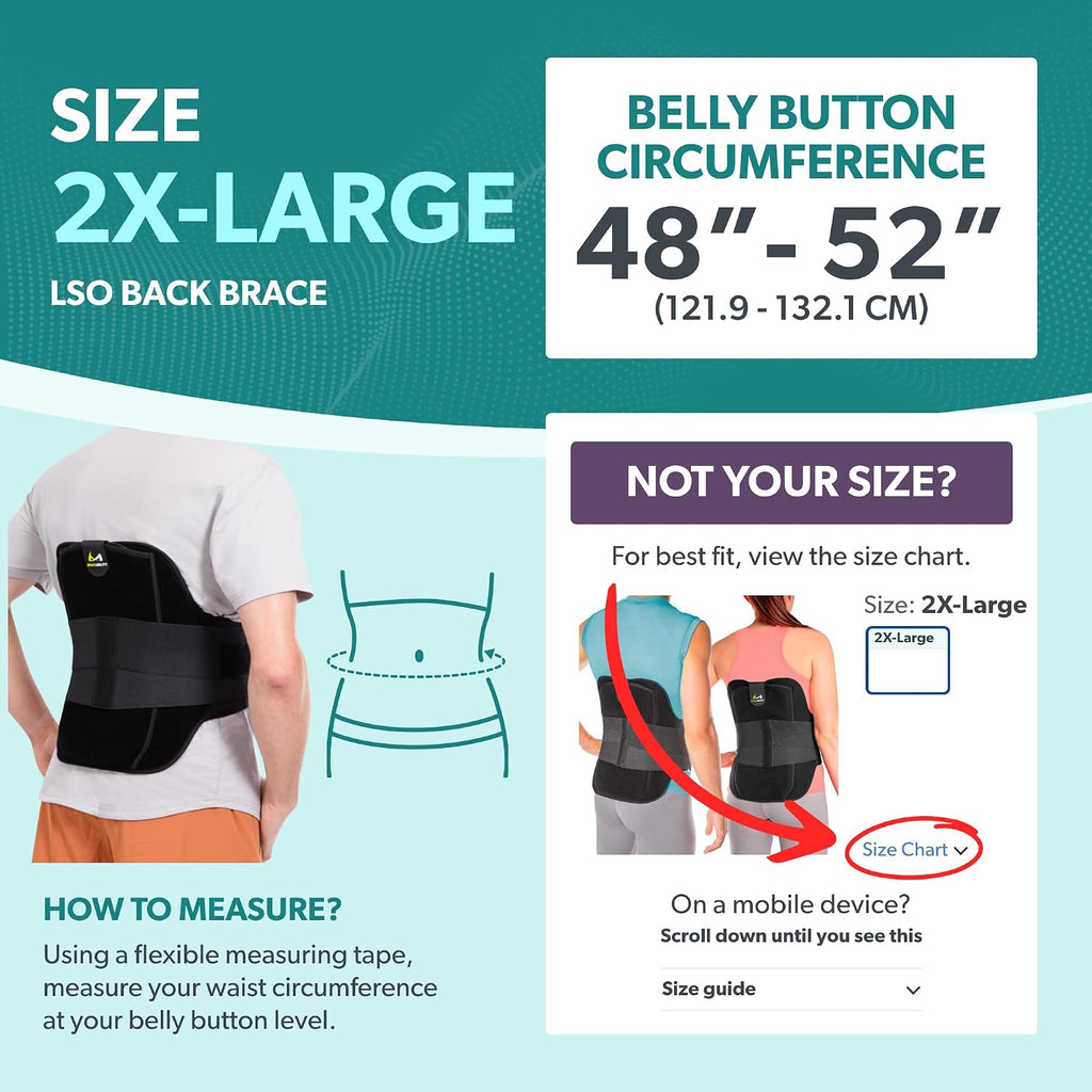 BraceAbility Plus Size LSO Back Brace for Women and Men, Medical-Grade Lumbar Support, Herniated Disc, Sciatica, Spinal Stenosis, Spondylolisthesis, Post-Surgery Recovery, Hot and Cold Therapy (2XL)