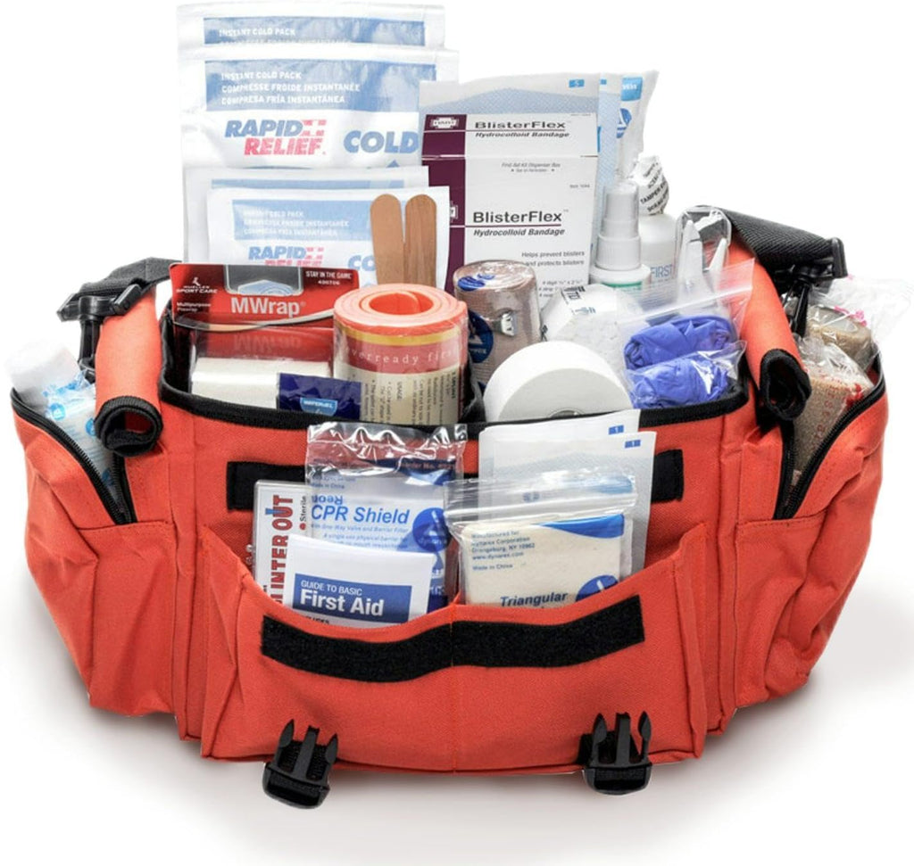 MFASCO Deluxe Trainers Sports First Aid Kit – 311-Piece Emergency Sports Kit – Athletic Medical Kit for Coaches, Soccer, Football & Outdoor Teams – Orange Bag with First Aid Supplies for Athletes