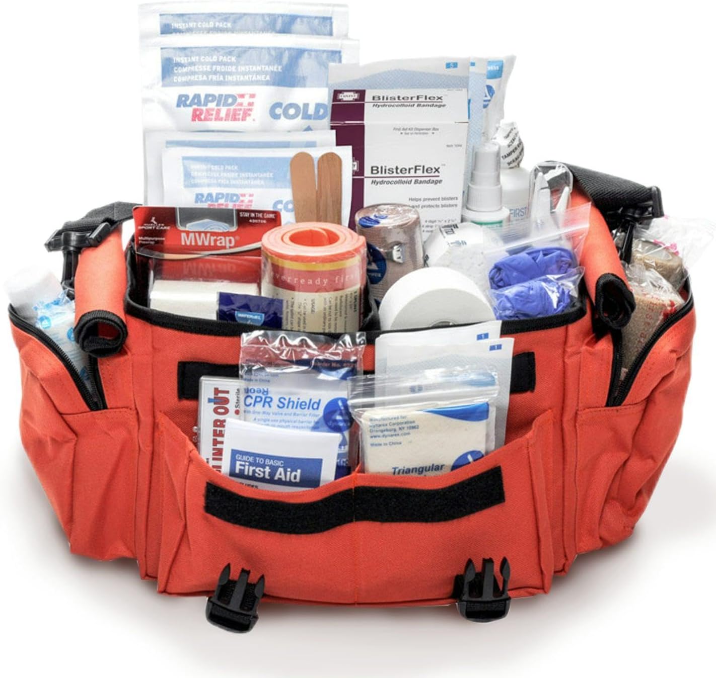 MFASCO Deluxe Trainers Sports First Aid Kit – 311-Piece Emergency Sports Kit – Athletic Medical Kit for Coaches, Soccer, Football & Outdoor Teams – Orange Bag with First Aid Supplies for Athletes