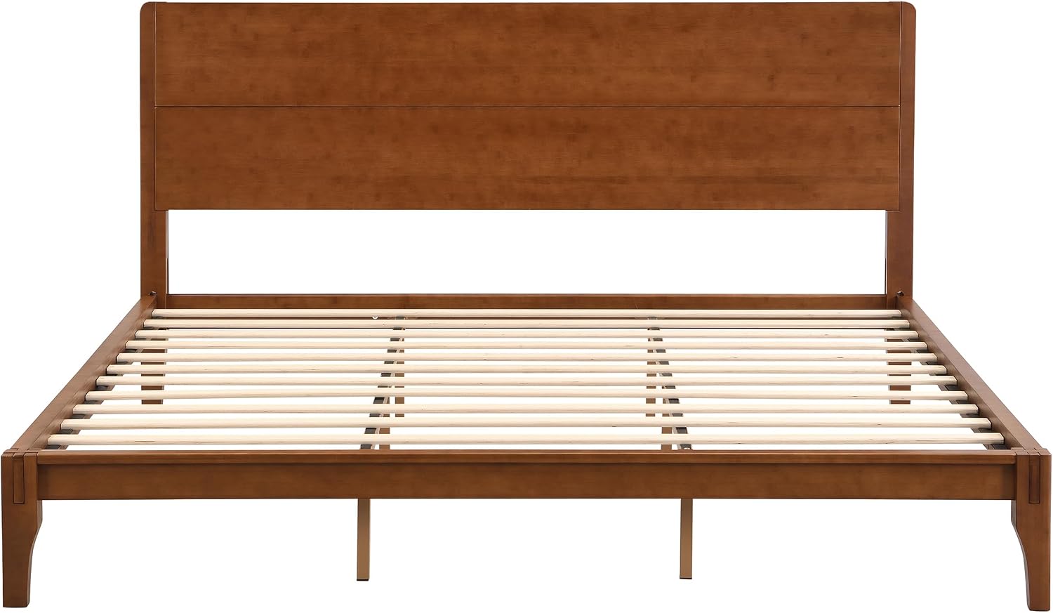Merax King Size Bamboo Platform Bed, Mid-Century Modern Bed Frame with Tall Headboard, Solid Sustainable Bedframe King-Size, Wood Slat Support, No Box Spring Needed, Easy Assembly, Noise Free, Brown
