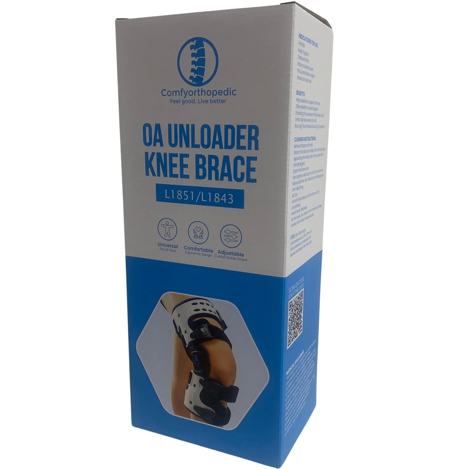 Comfyorthopedic Men & Women OA Unloader Knee Brace, Medial Arthritis Pain & Osteoarthritis Offloader, Bone on Bone Cartilage Joint Support, L1851 L1843 Upgraded Built-in Hex Key, Right Fits Up to 32in Plus Size Thigh