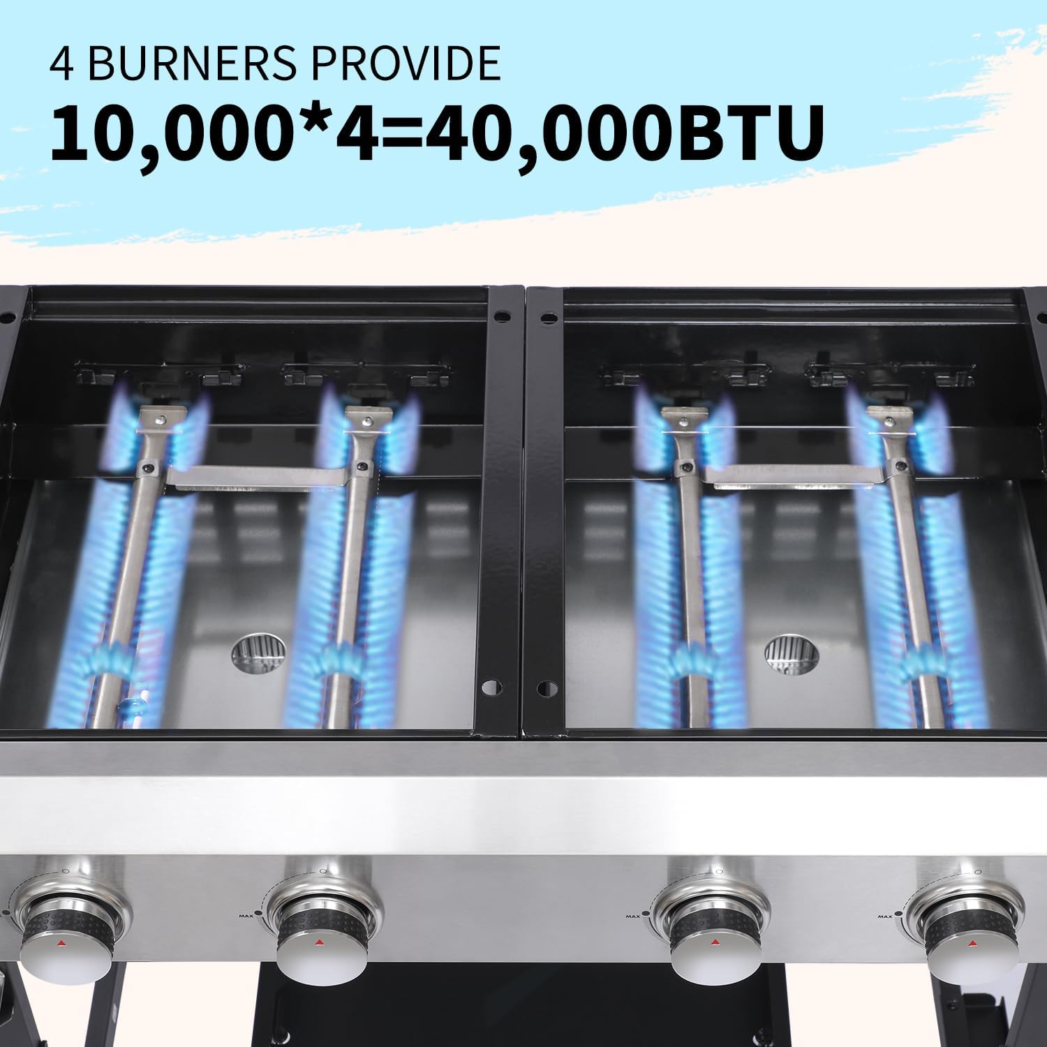Propane Gas Grill and Griddle Combo, 4 Burner 40,000 BTU Outdoor Cooking Station with 483 Sq. In. Cooking Area, Portable BBQ for Garden Patio Backyard Barbecue