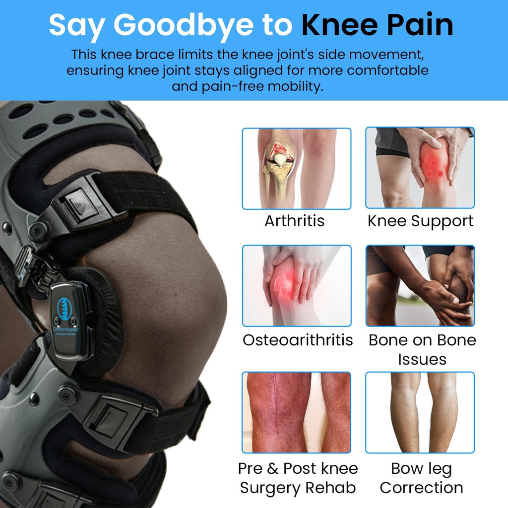 Comfyorthopedic Men & Women OA Unloader Knee Brace, Medial Arthritis Pain & Osteoarthritis Offloader, Bone on Bone Cartilage Joint Support, L1851 L1843 Upgraded Built-in Hex Key, Right Fits Up to 32in Plus Size Thigh