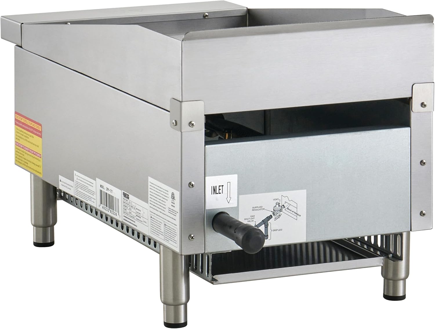 Kratos Commercial Griddle, 15'W Gas Countertop Griddle with Thermostatic Controls, 30,000 BTU (29Y-177)
