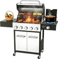 Veralune 5 Burner Propane Gas Grill with Side Burner, 5 Burner Outdoor Cooking Grill, BBQ Gas Grill, 68,000 BTU Heavy-Duty, Stainless Steel, Electronic Ignition System, Built-in Thermometer