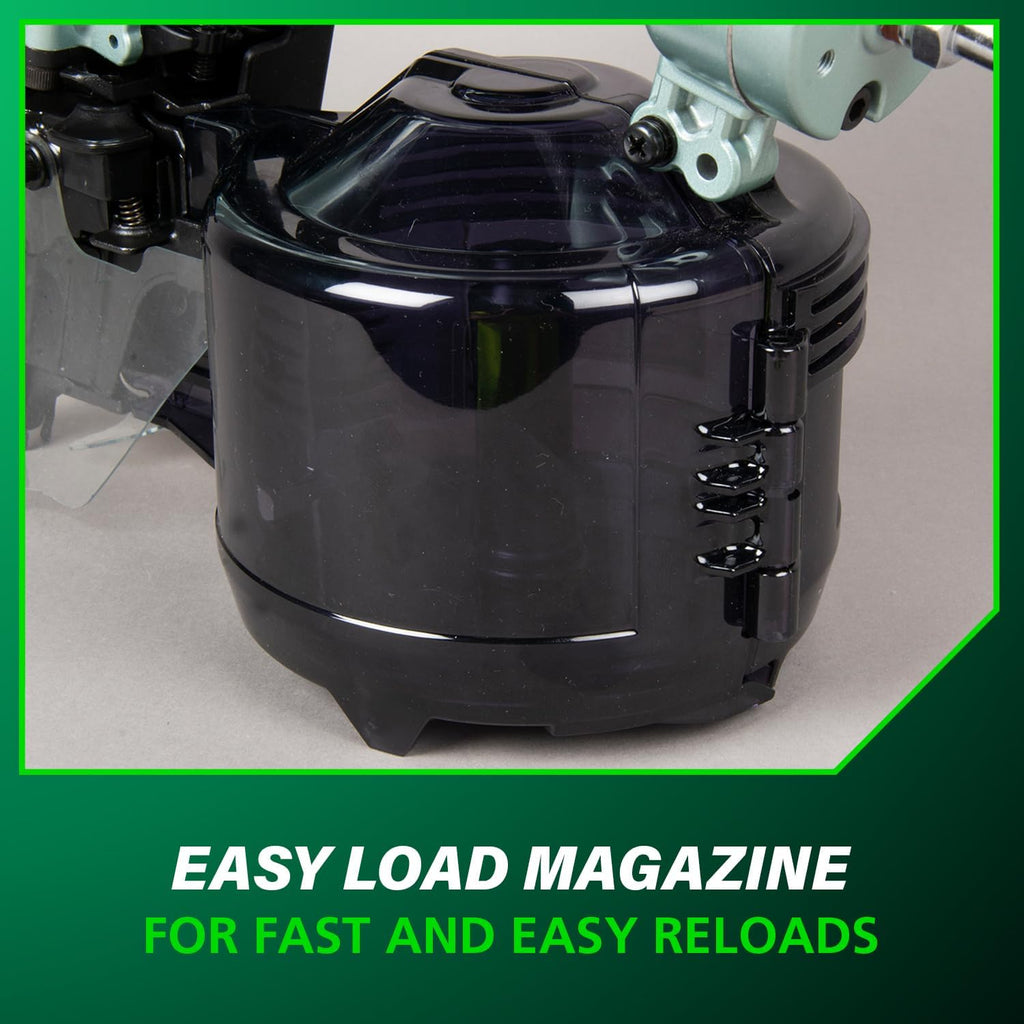 Metabo HPT Siding/Light Framing Coil Nailer, Pro-Preferred Pneumatic Power Nailers for Versatile Siding and Framing Tasks, Tool For 16° Wire 1-3/4'-3' and 15° Plastic to 1-3/4' - 2/14' Nails, NV75A5