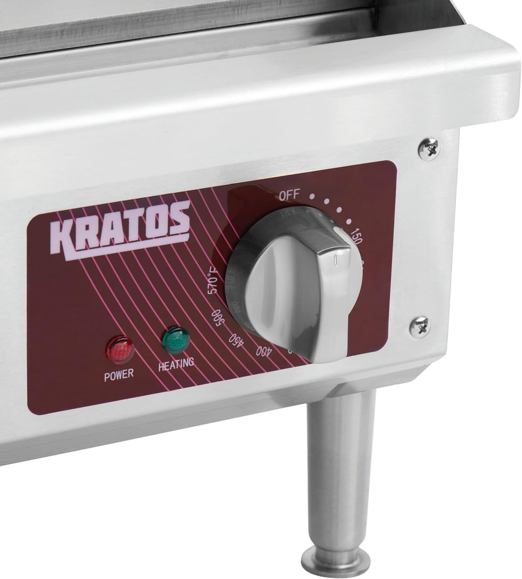 Kratos 48' Wide Commercial Electric Countertop Griddle, Flat Stainless Steel Grill for Restaurants, 208/240V, 10482/1400W (29M-154)
