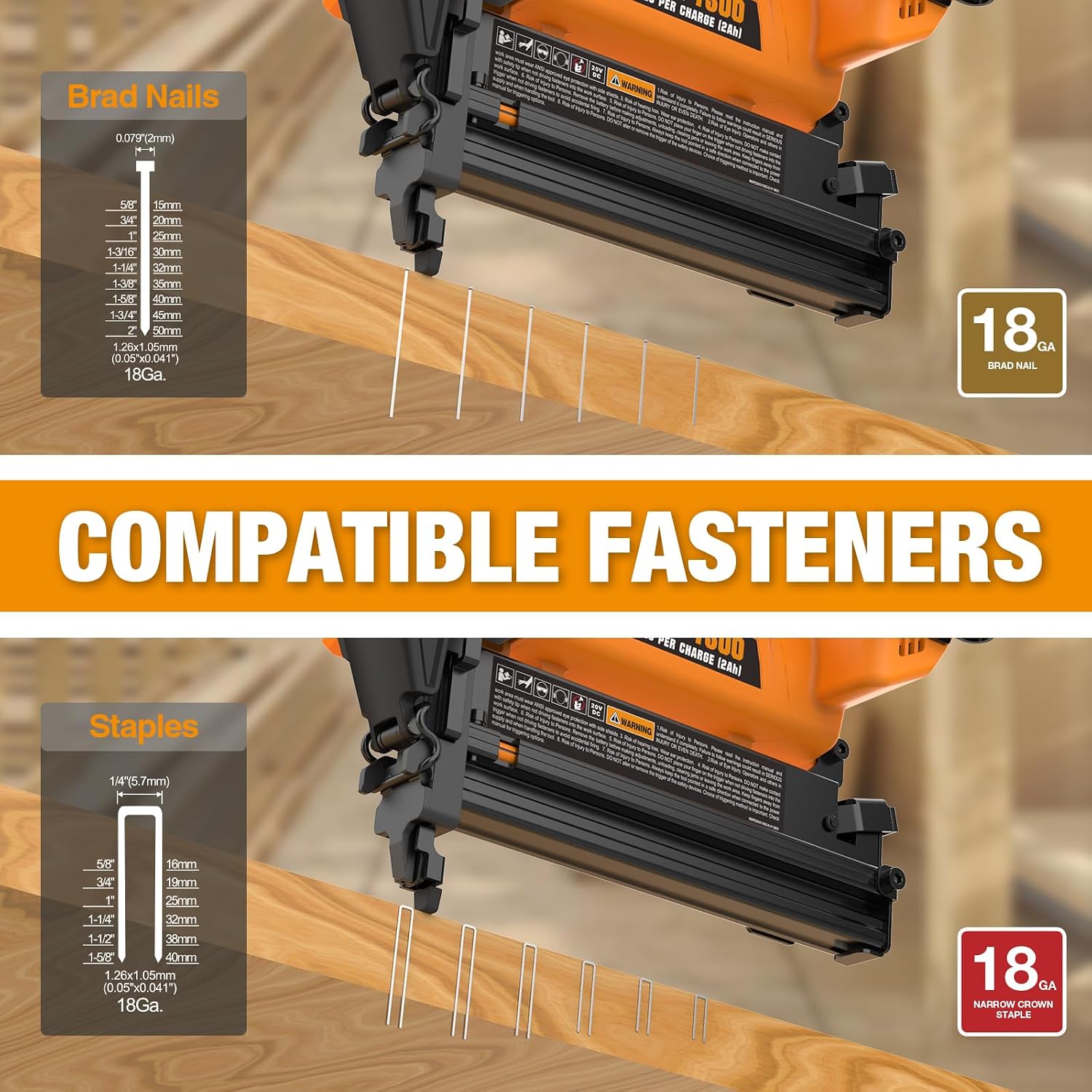 Freeman PE20V2118G2 20 Volt Cordless 2-in-1 18-Gauge Nailer/Stapler Kit with Lithium Ion Battery, Charger, Bag, and Fasteners (400 Count) – 1400 Shots per Charge