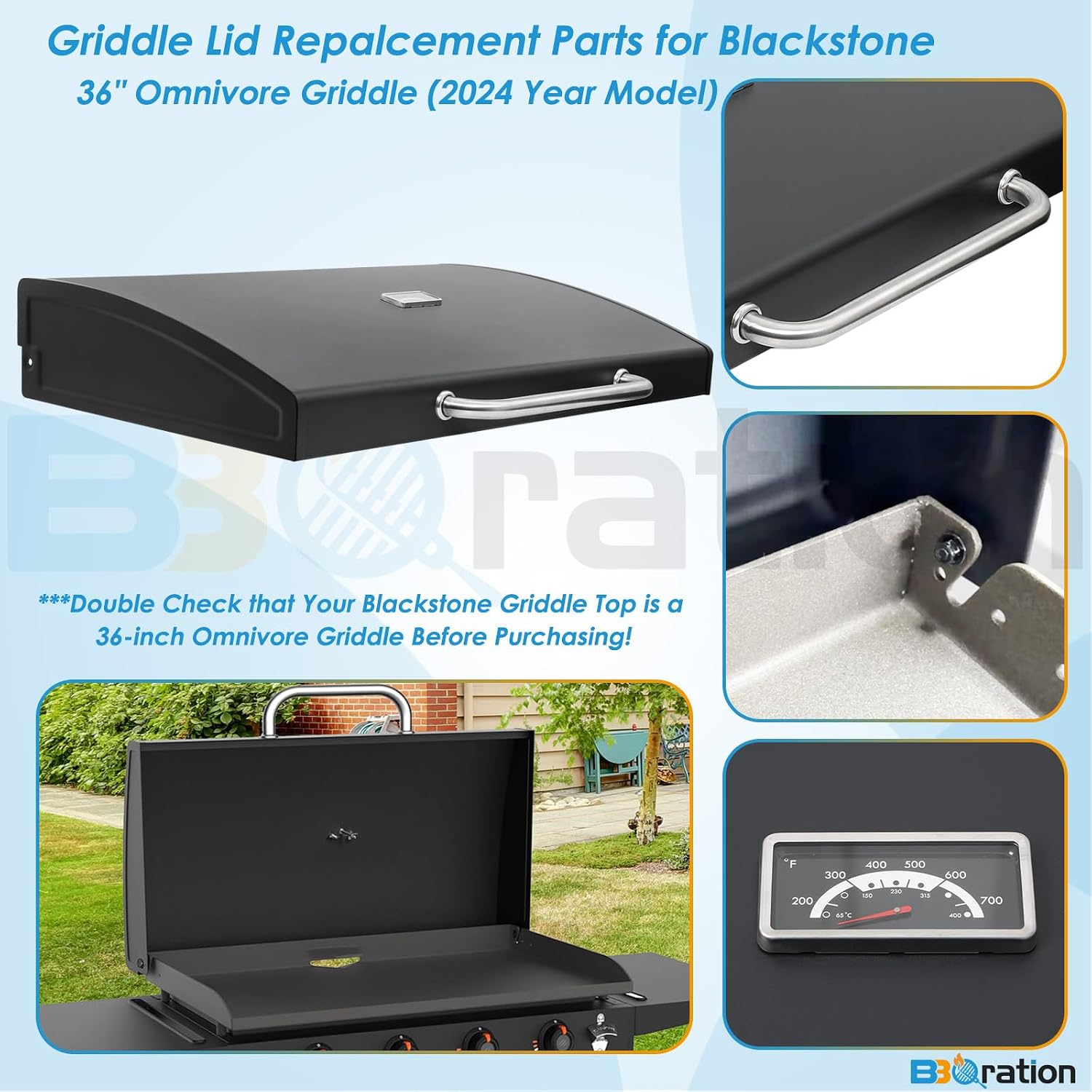 Upgrade Hinged Lid for Blackstone 1554 36 Inch Omnivore (2024 Model), Griddle Hood Flat Top Lid for Blackstone 36' 5856 Griddle Lid 2210 2177 Griddle Hood for 5856 Omnivore 36' Griddle