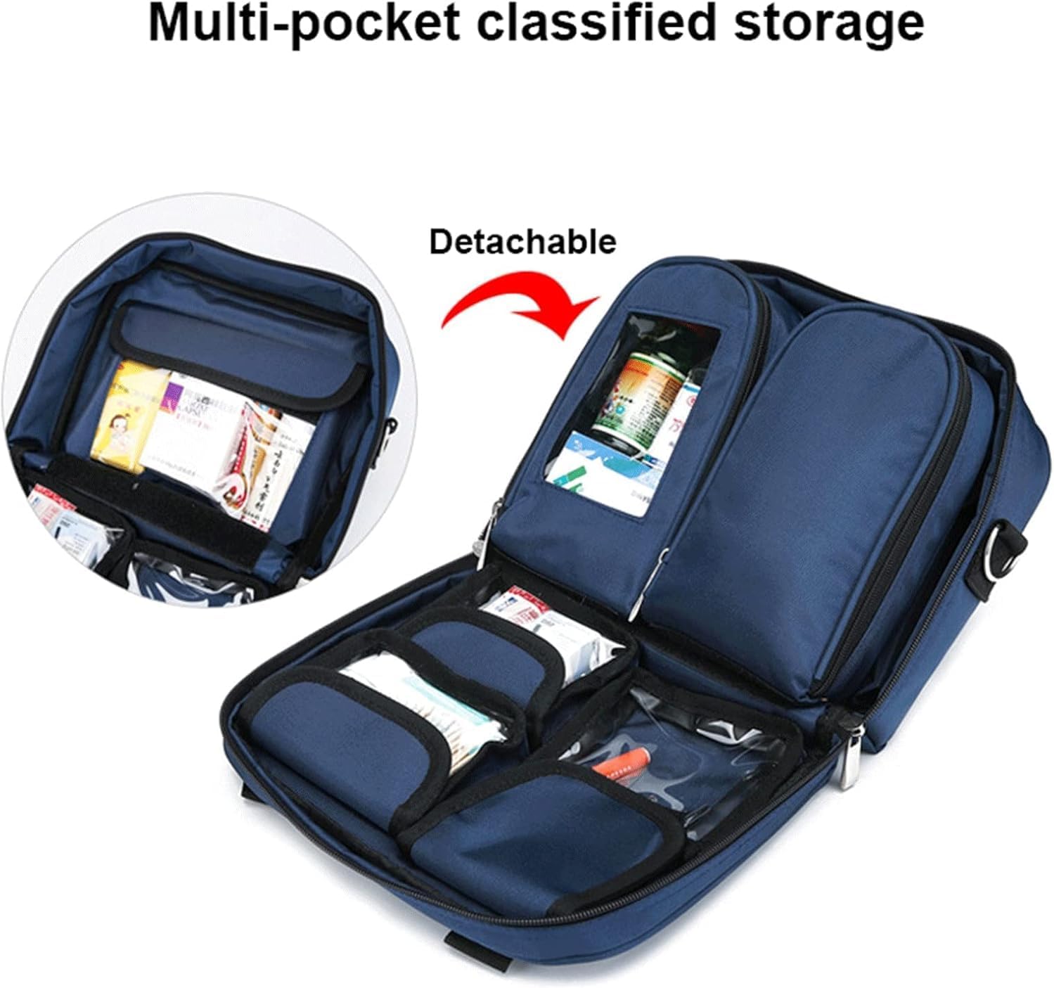 IOCCIOBB Emergency Trauma Bag, Portable Empty Medicine Bag First Aid Kits Bag With Multiple Pockets For Medical Supplies