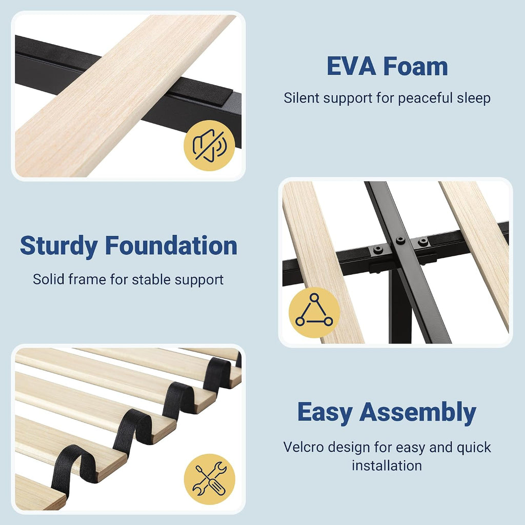 Allewie Queen Size Upholstered Bed Frame with Charging Station & Storage Headboard, Soft Velvet Wingback Platform Bed, Strong Wooden Slats Support, No Box Spring Needed, Easy Assembly, White