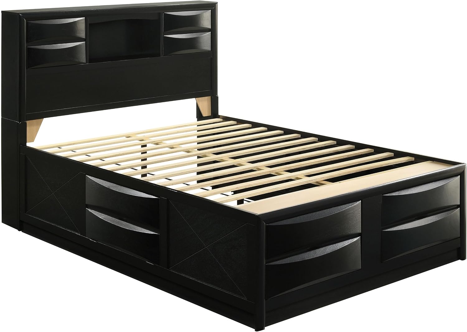 Coaster Home Furnishings Briana Transitional 5-Piece Bedroom Set Queen Size Storage Bookcase Bed Frame 56-inch Headboard Black 202701Q-S5