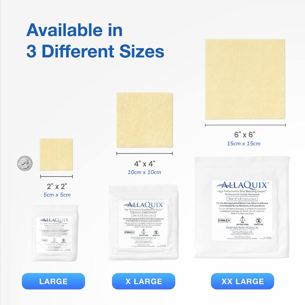 Bulk AllaQuix Quick Pack Stop Bleeding Gauze – Wholesale Case (10 × 20-Pack Quick Pack Boxes = 200 Sterile 2'x2' Chitosan Pads) – Multi-Station Refill for Facility Safety & Distributors