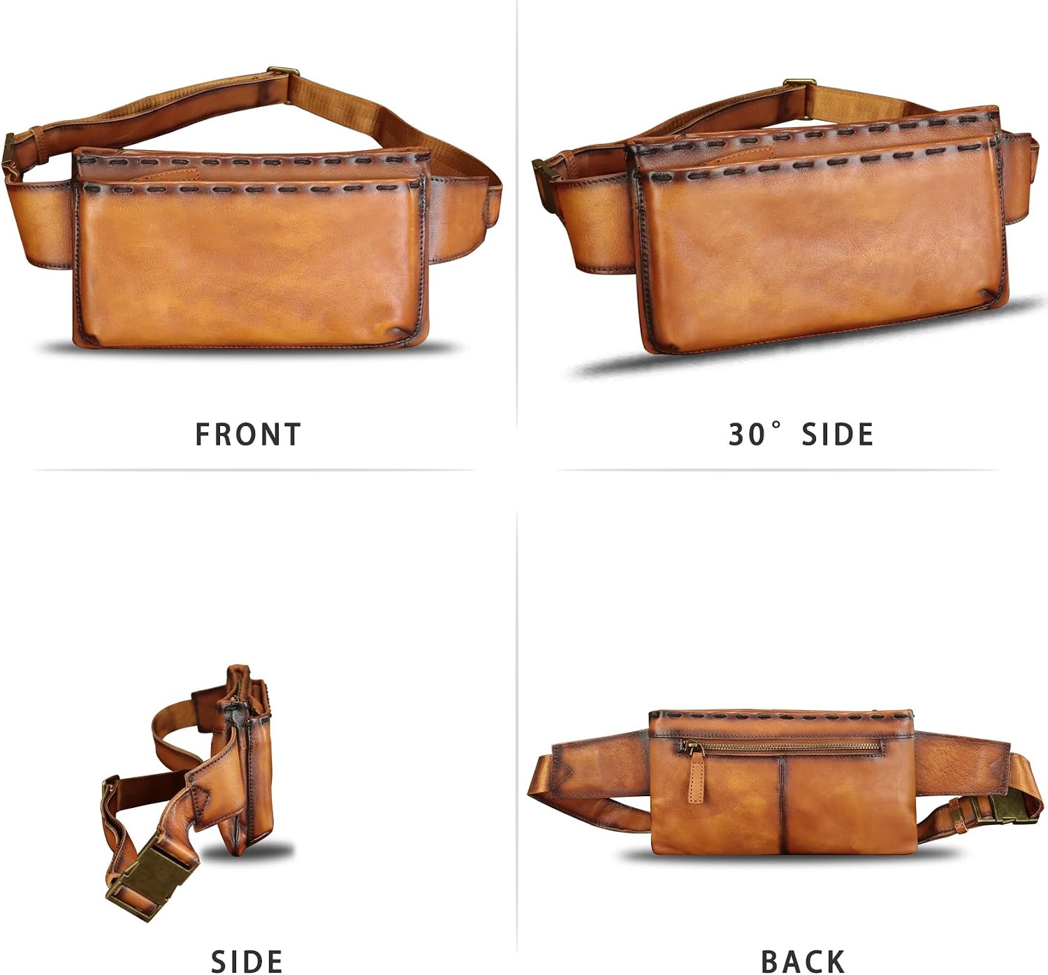 Genuine Leather Waist Bag Fanny Packs for Women and Men Real Leather Small Crossbody Chest Purses (Brown)