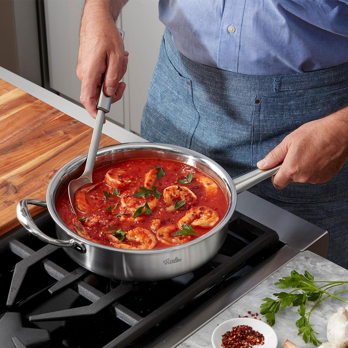 Fissler M5 Pro-Ply 5-ply Stainless Steel Sauté Pan, 3 Quart, with Metal Lid