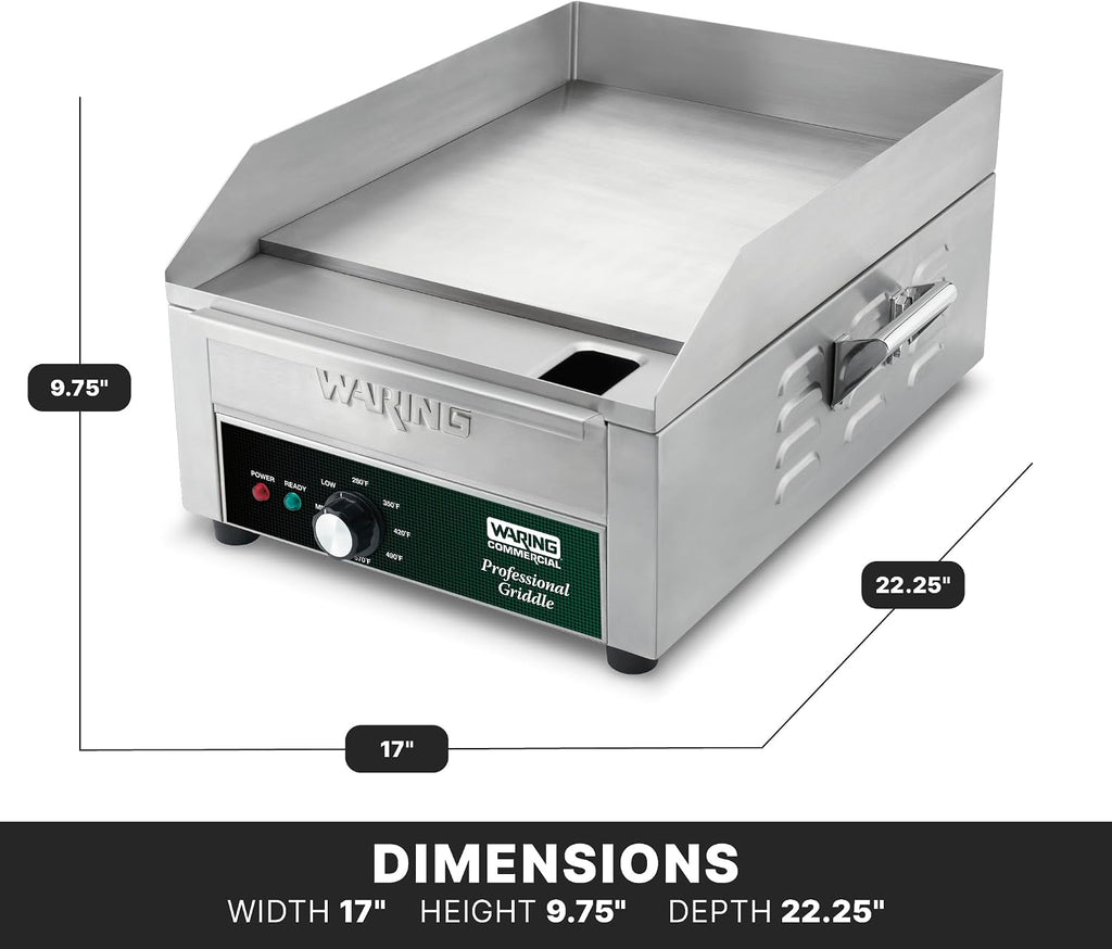 Waring Commercial Electric Countertop Griddle, 14' x 16' Cooking Surface, Professional Flat Top, NSF Certified for Commercial Kitchens & Restaurants, WGR140X