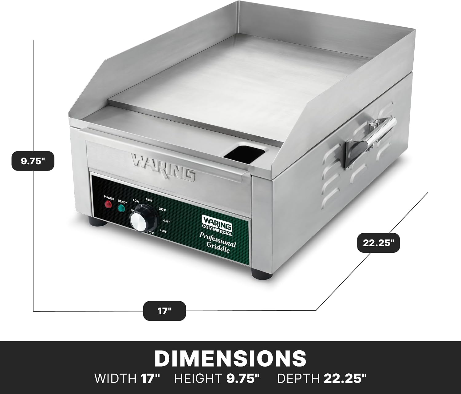 Waring Commercial Electric Countertop Griddle, 14' x 16' Cooking Surface, Professional Flat Top, NSF Certified for Commercial Kitchens & Restaurants, WGR140X