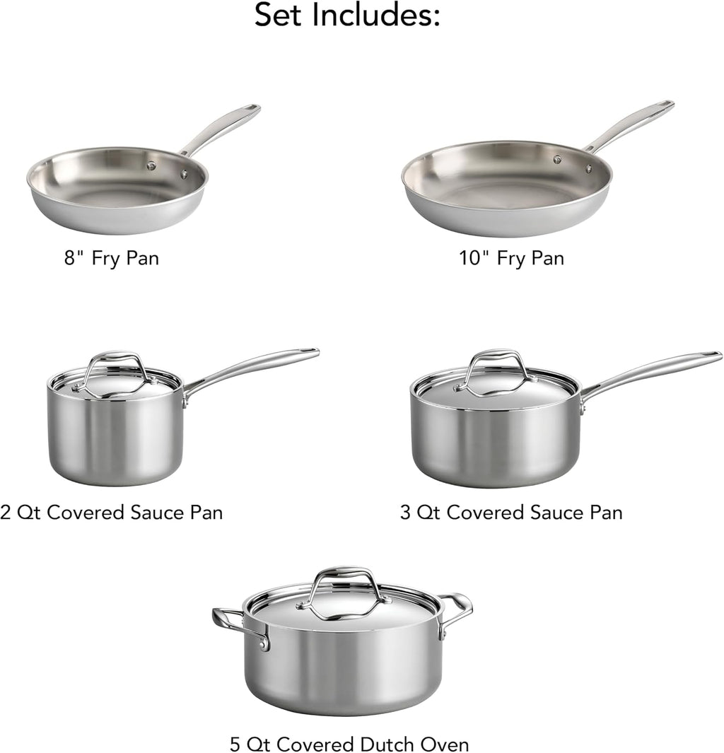 Tramontina Signature Tri-Ply Clad Stainless Steel 8-Piece Cookware Set with Lids, Pots and Pans Kitchen Set, Induction-Ready, Dishwasher-Safe, NSF-Certified, Made in Brazil