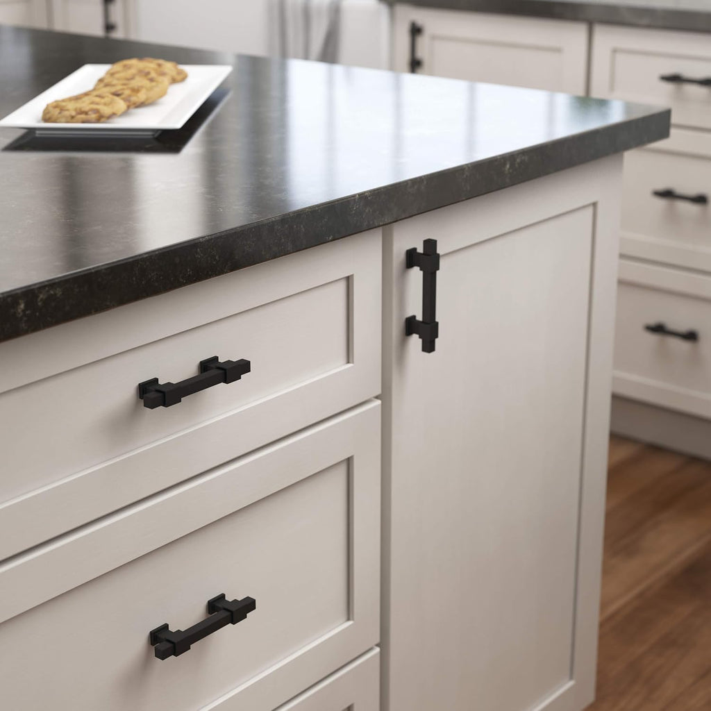 Franklin Brass Adjusta-Pull Square Bar (5/Pack) Adjustable Drawer Pulls/Cabinet Handles 1-3/8' to 4' Hole Center Matte Black Hardware Kitchen Door, Dressers, P44367-FB-B (Pack of 10)