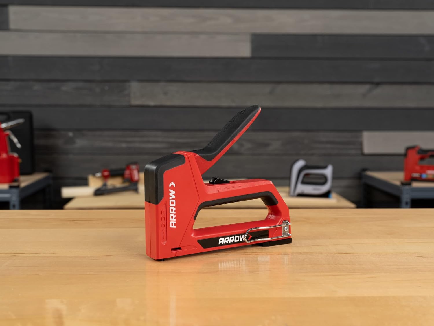 Arrow T501 5-in-1 Manual Staple & Nail Gun, Wire Stapler, and Brad Nailer for Wood, Upholstery, Construction, Insulation, Crafts, Fencing, and Cable, Black/Red (Pack of 4)