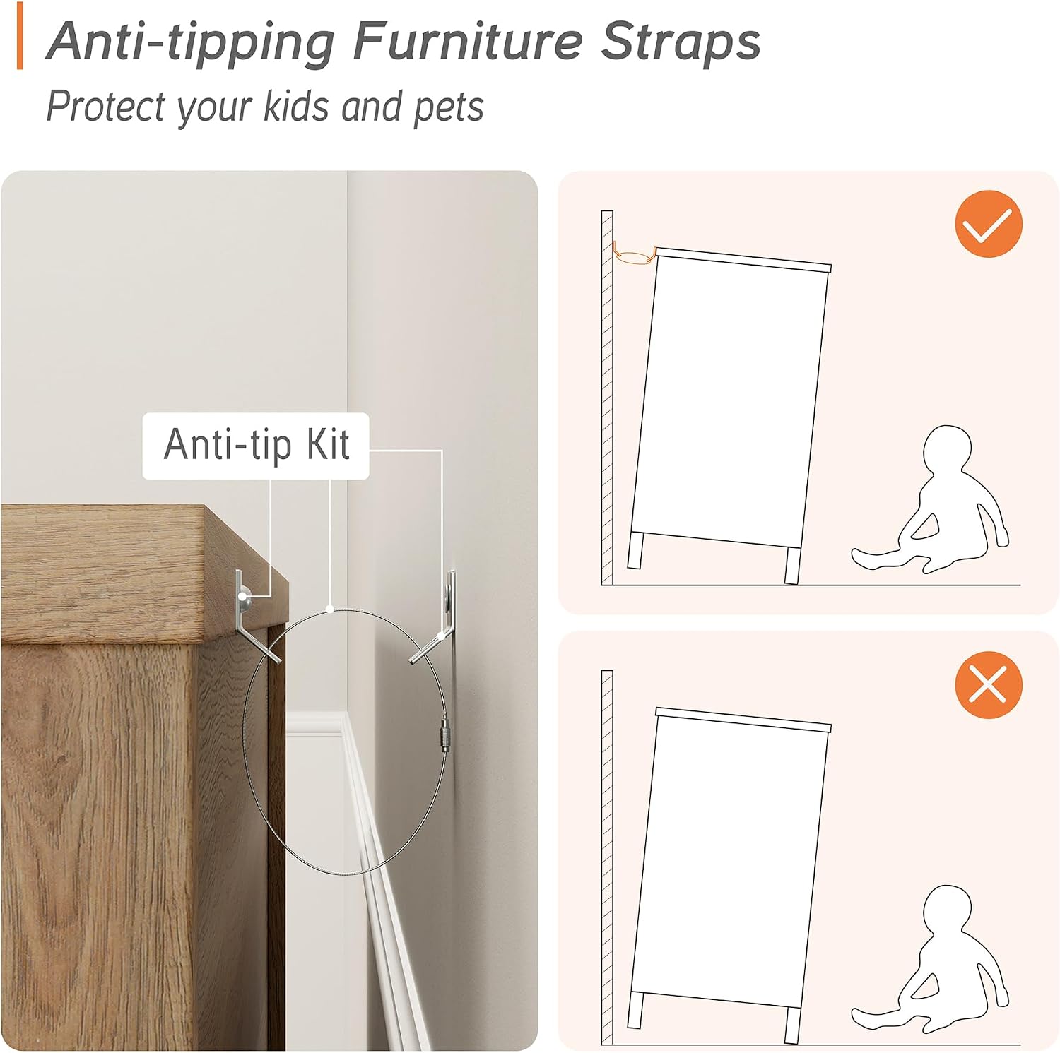 WAMPAT Dresser for Bedroom with 8 Drawers and 2 Storages, Nightstands with Charging Station for Living Room, Oak Kids Dressers with Wide 3 Chest of Drawers, for Nursery, Hallway