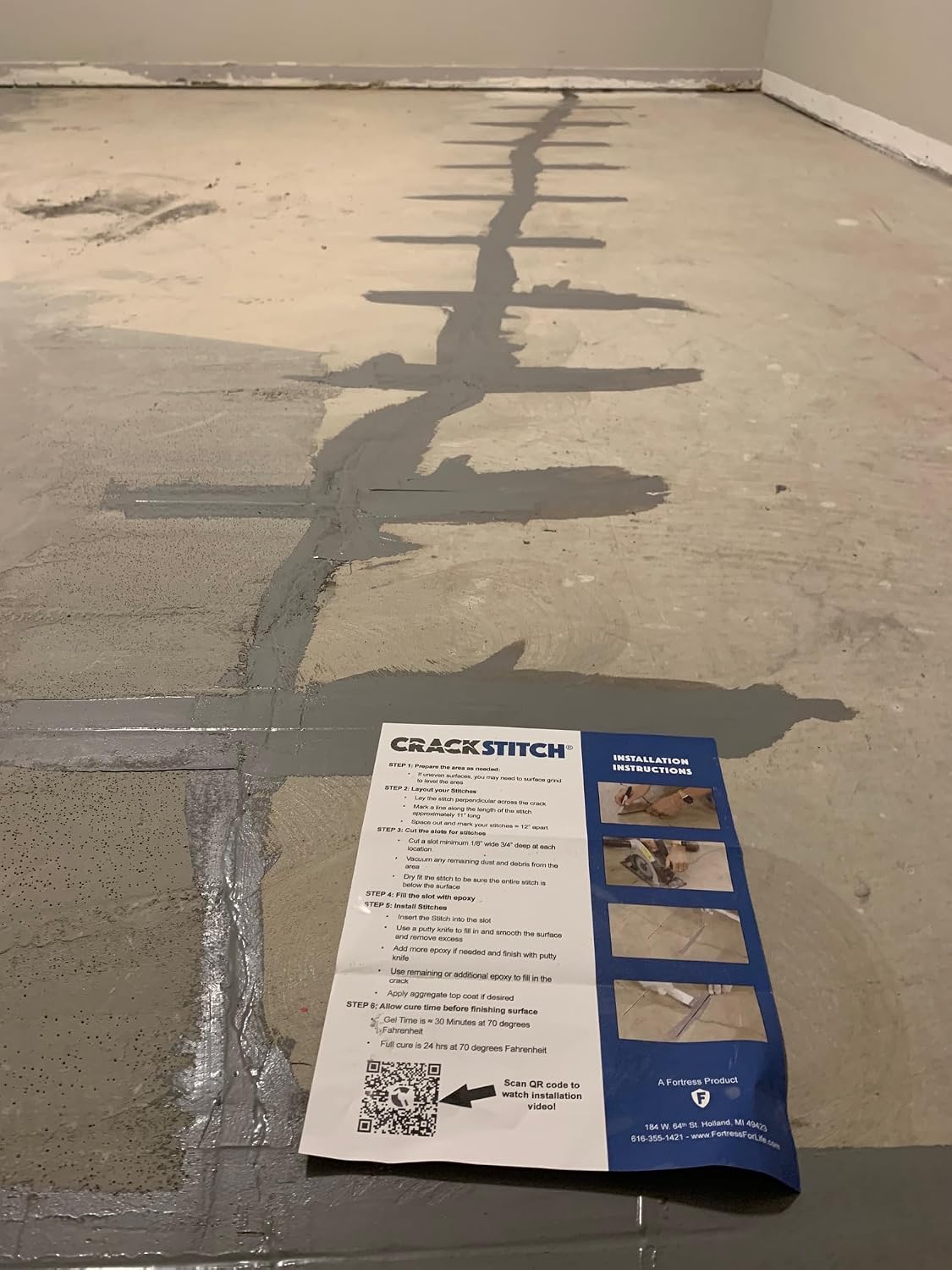 CrackStitch 15pk Concrete Crack Repair Kit|DIY Foundation Crack Repair|Basements, Garages, Pools, Floors, Wall & Block|Carbon Fiber/Kevlar Concrete Reinforcement