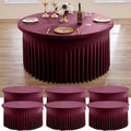6 pk Burgundy Round Spandex Tablecloths 60 in with Ruffled Skirt,Wrinkle Free High-Stretch 120 inch Table Cloth Round Fitted 5ft Tables Maroon Spandex Table Covers 5ft for Wedding Banquet Party