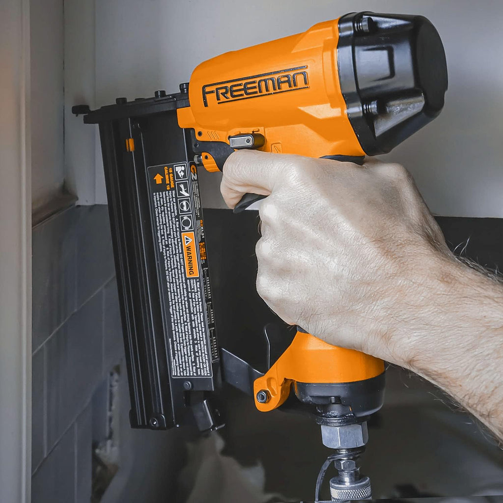 Freeman G2XL31 2nd Generation Pneumatic 3-in-1 16 and 18 Gauge 2' Finish Nailer/Stapler with Adjustable Metal Belt Hook and 1/4' NPT Air Connector