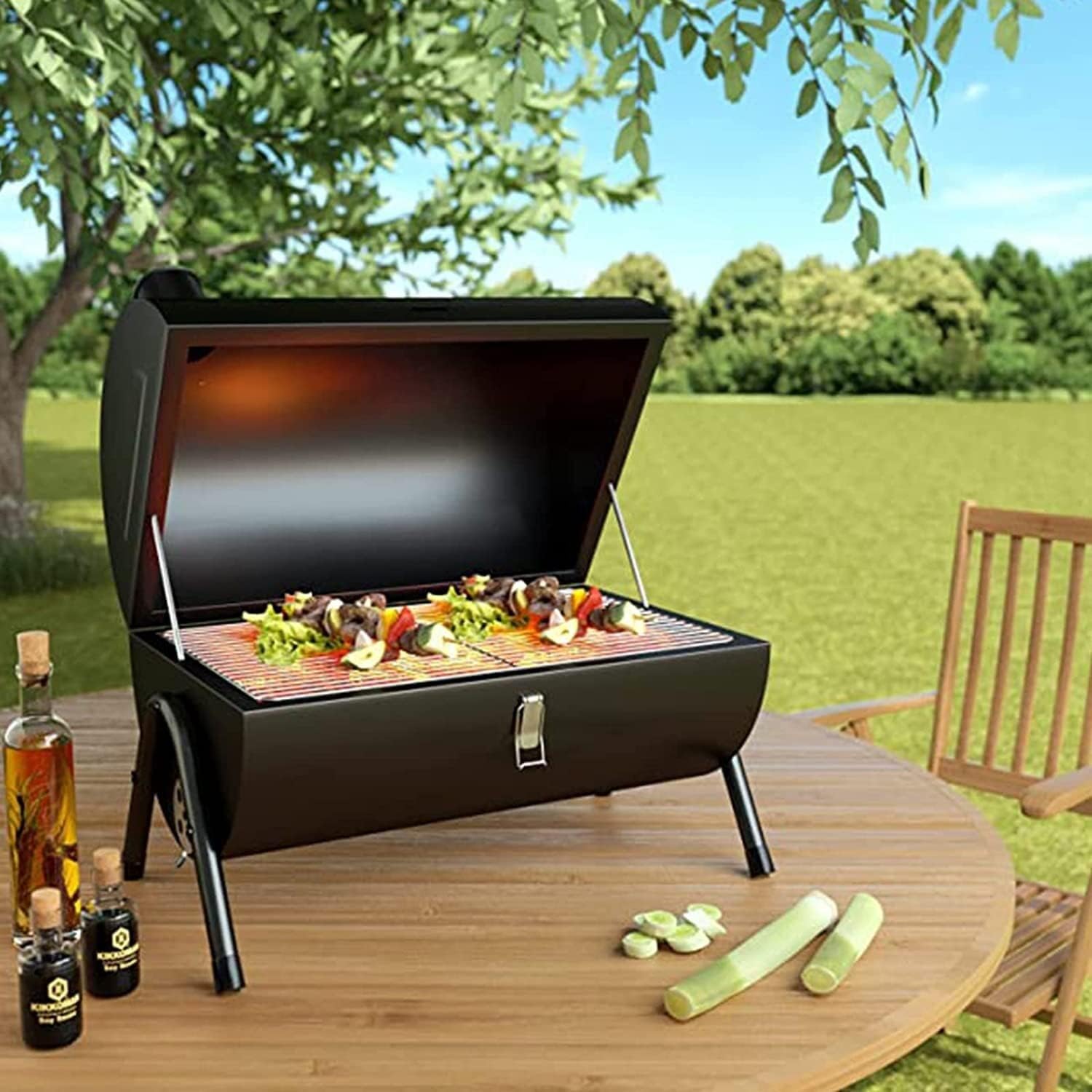 Bbq Grill Charcoal Grill Charcoal Stove Portable Charcoal Grill Stainless Steel Tabletop BBQ Grill For Outdoor Cooking Picnic Barbecue Grill Charcoal Griddle