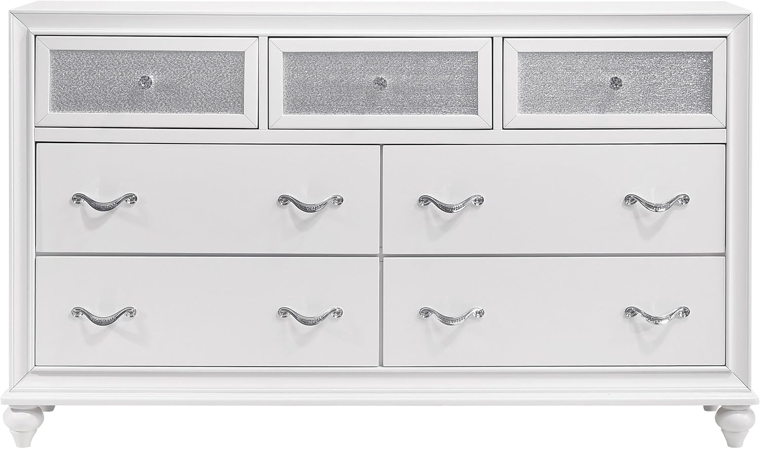 Coaster Home Furnishings Barzini Modern Classic 4-Piece Bedroom Set Velvet Upholstered Eastern King Size Wingback Bed Frame 63-inch Headboard White 300843KE-S4