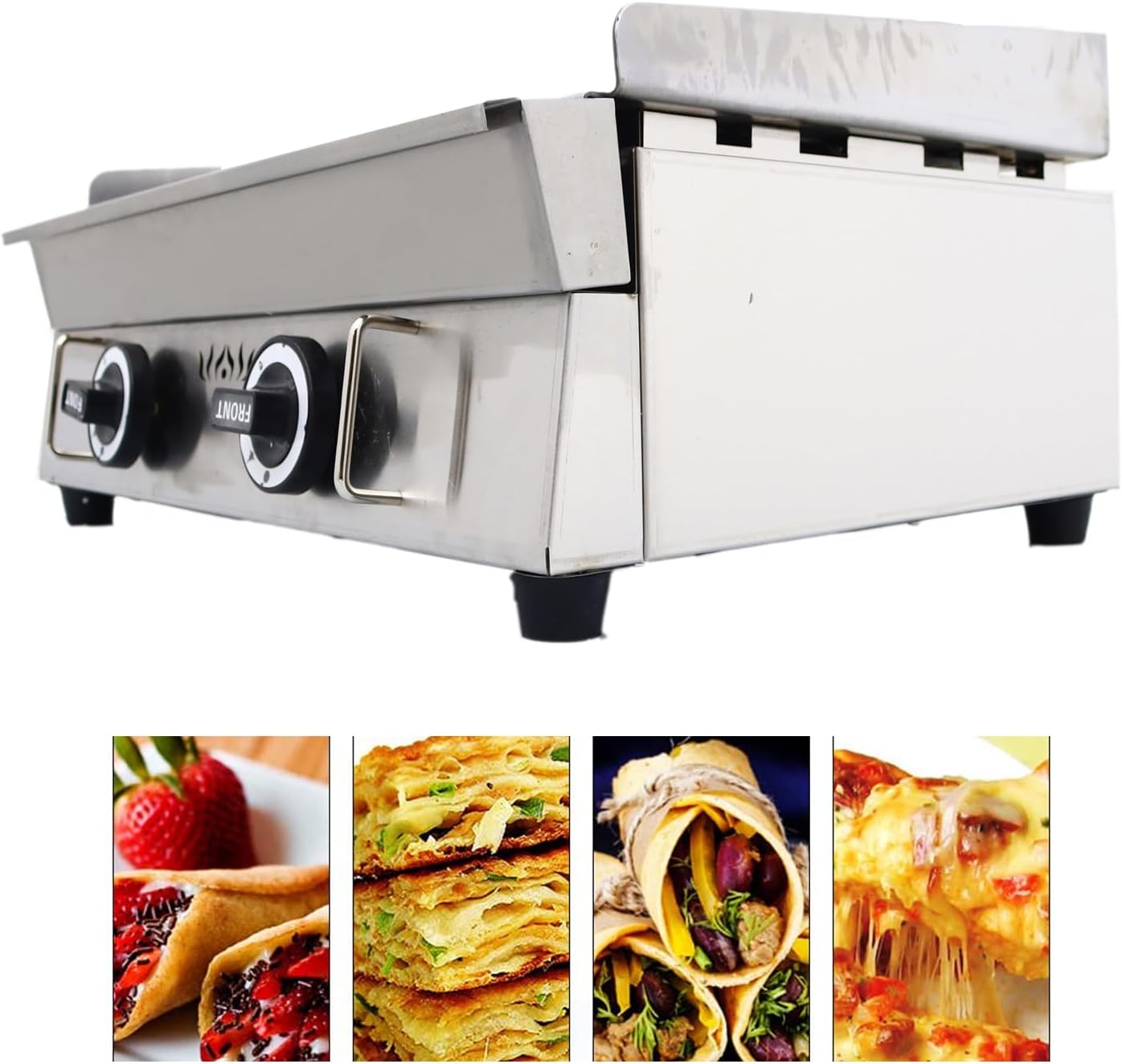 INTBUYING Stainless Steel Commercial Home Gas Grill Griddle Countertop Flat Cooking Griddle Grill LPG 2800Pa with Low Pressure Valve(28.94x16.14inch Hotplate)