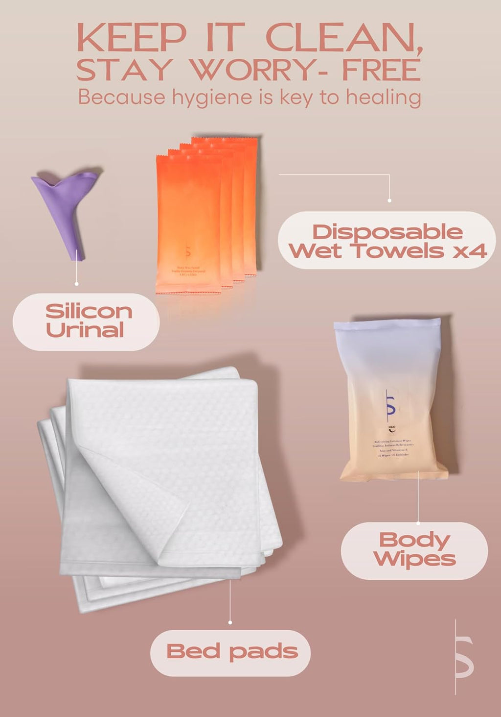 BE SHAPY Lipo and BBL Surgery Recovery Items | Premium Hospital Bag with Essentials | BBL Pillow and Liposuction Recovery Supplies L