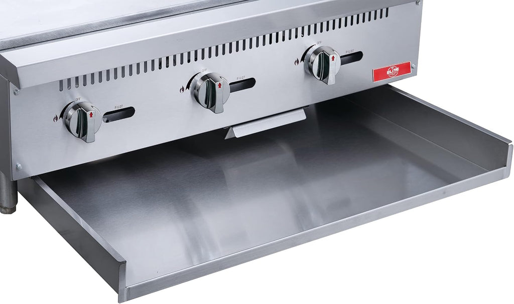 Commercial Countertop Griddle, ETL 36' Flat Top Grill Natural Gas (NG) / Propane, 3 Burners - 90000 BTU