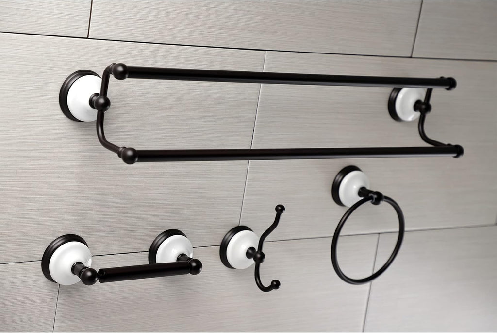 Kingston Brass BAK1113478ORB Victorian 4-Pieces Dual -Towel Bar Bathroom Hardware Set, 24 inch Length, Oil Rubbed Bronze