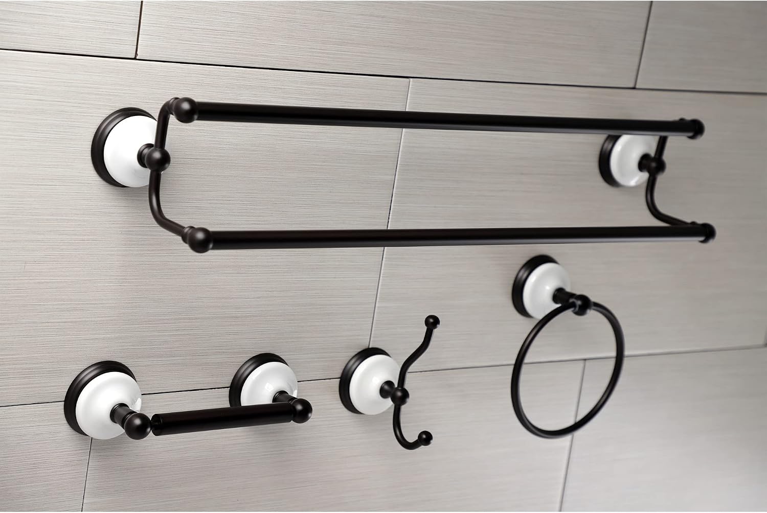 Kingston Brass BAK1113478ORB Victorian 4-Pieces Dual -Towel Bar Bathroom Hardware Set, 24 inch Length, Oil Rubbed Bronze