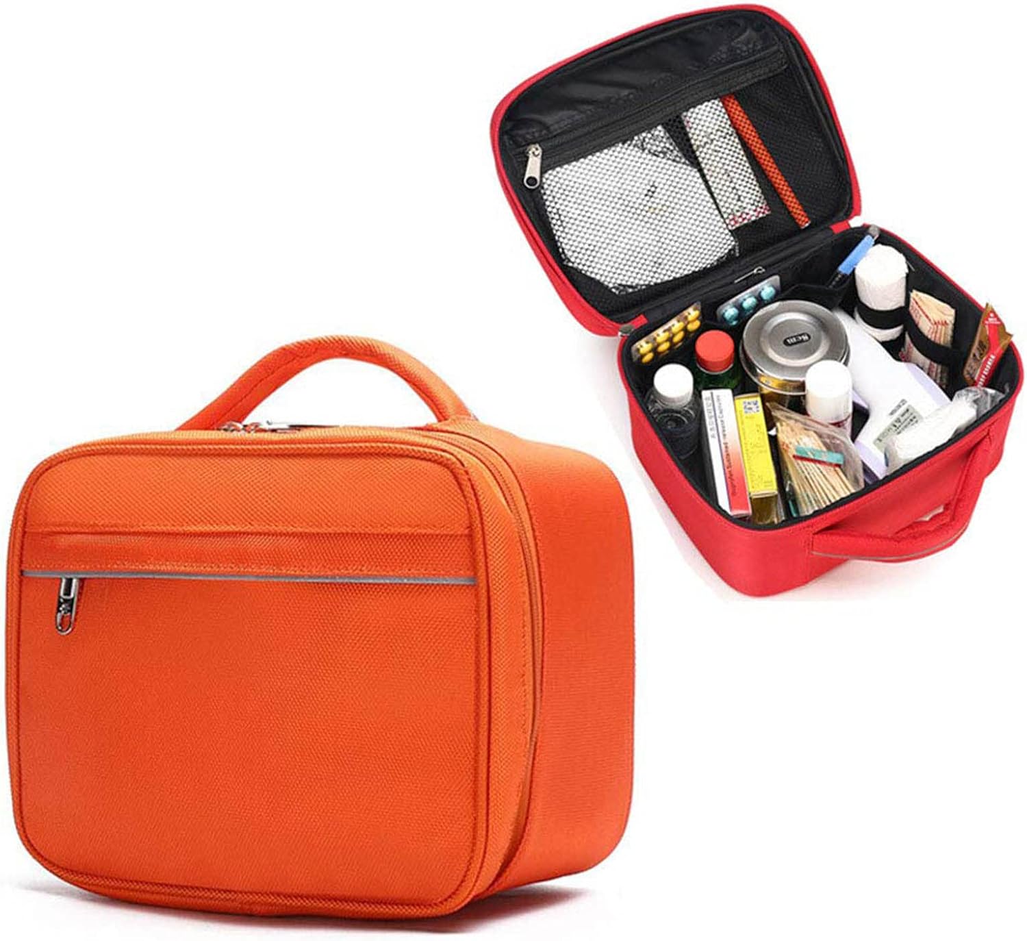 First Aid Bag, Small Portable Medicine Bag, Compact First Aid Kit Bag, Pouch Lightweight Medicine Storage Bag Multifunctional Layered for Emergency Home Office Car Outdoors