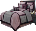 Royal Tradition 8-Piece Bed in a Bag, California King Size, Purple Morgan Comforter Set (One Comforter 102' x 96', Two Pillow Shams, Euro Shams, Cushions, One Bedskirt) Stylish Bedding