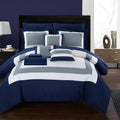 Chic Home Duke Queen Comforter Set 10-Piece, Colorblocked Queen Size Comforter Set with 2 Shams, 3 Pillows and Bedding Set Queen (Navy)
