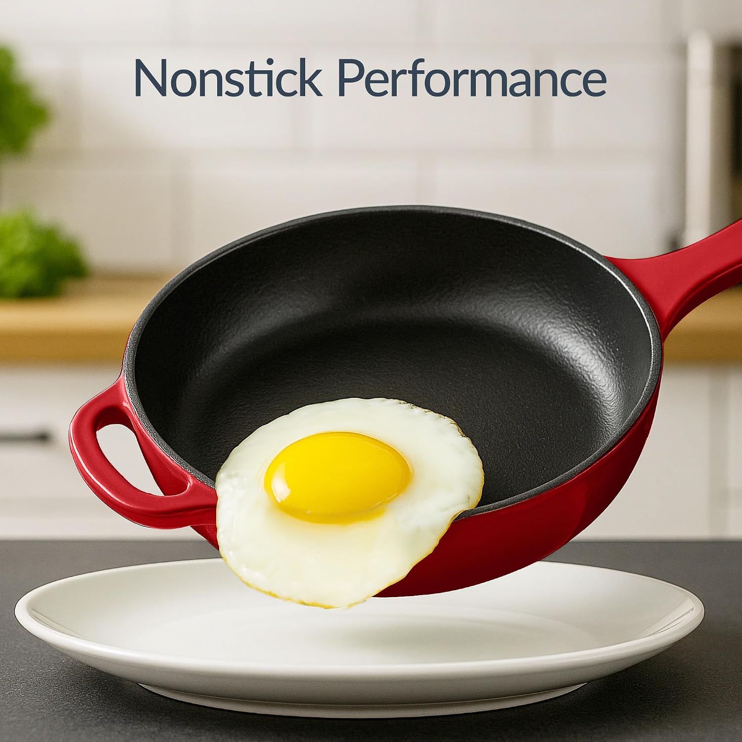 Best Choice Products Non-Stick Pot & Pan Cookware Set, Cast Iron, 2Qt Skillet W/Lid, 10' Grill Or Griddle Pan W/Press, 6Qt Enameled Dutch Oven, Non-toxic, For Cooking & Grilling - Red