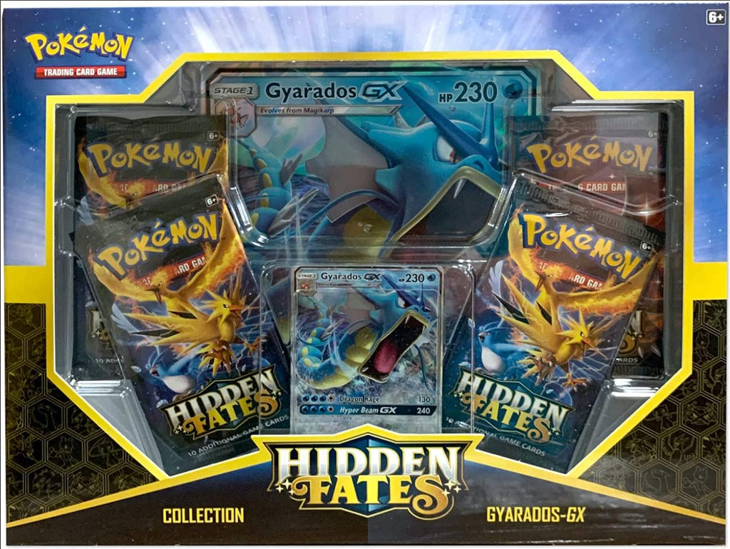 Pokemon Sun & Moon 11.5 Hidden Fates Assorted Gx Box- Charizard-GX, Raichu-GX, or Gyarado-GX