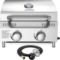 Veralune Tabletop Gas Grill, 2 Burners Portable Propane Grill, Camping Cooking Grill with Travel Lock for Camping, RV, Backyard BBQ