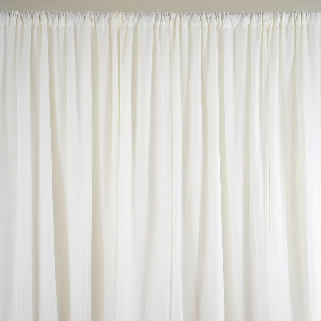 BalsaCircle 20 ft x 10 ft Ivory Chiffon Fabric Backdrop Drapes Curtain - Wedding Decorations Photo Booth Reception Photography Party Supplies